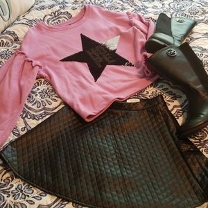 Little girls Black pleather skirt